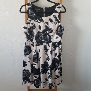 INC Oyster and Black Floral Sleeveless Dress Size 8
